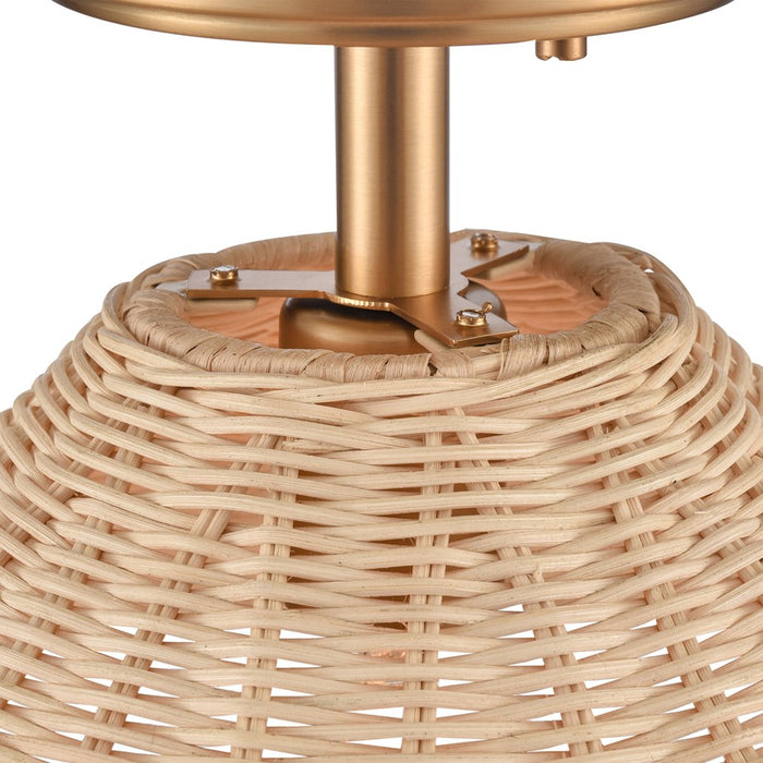 Atlas Lighting Rydell 14''W 1Lt Semi Flush, Gold/Rattan/Natural