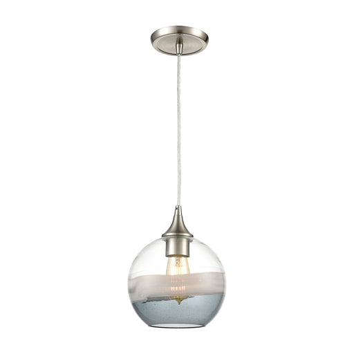 Atlas Lighting Sutter Creek 8'' Wide 1Lt Pendant, Satin Nickel/Gray