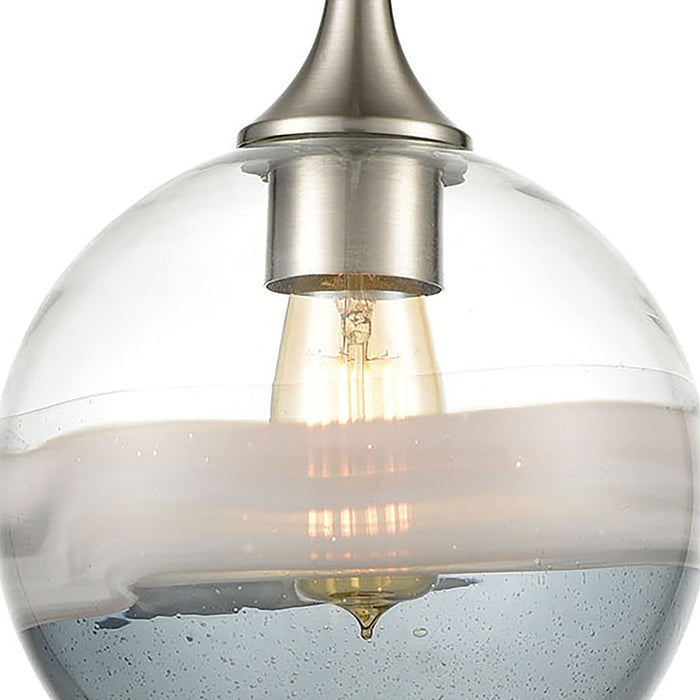 Atlas Lighting Sutter Creek 8'' Wide 1Lt Pendant, Satin Nickel/Gray