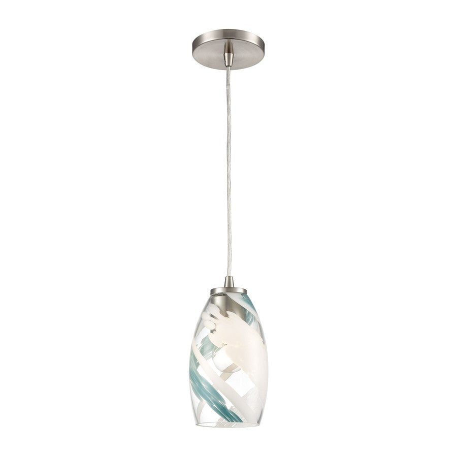 Atlas Lighting Turbulence 5'' Wide 1Lt Pendant, Nickel/Multicolor