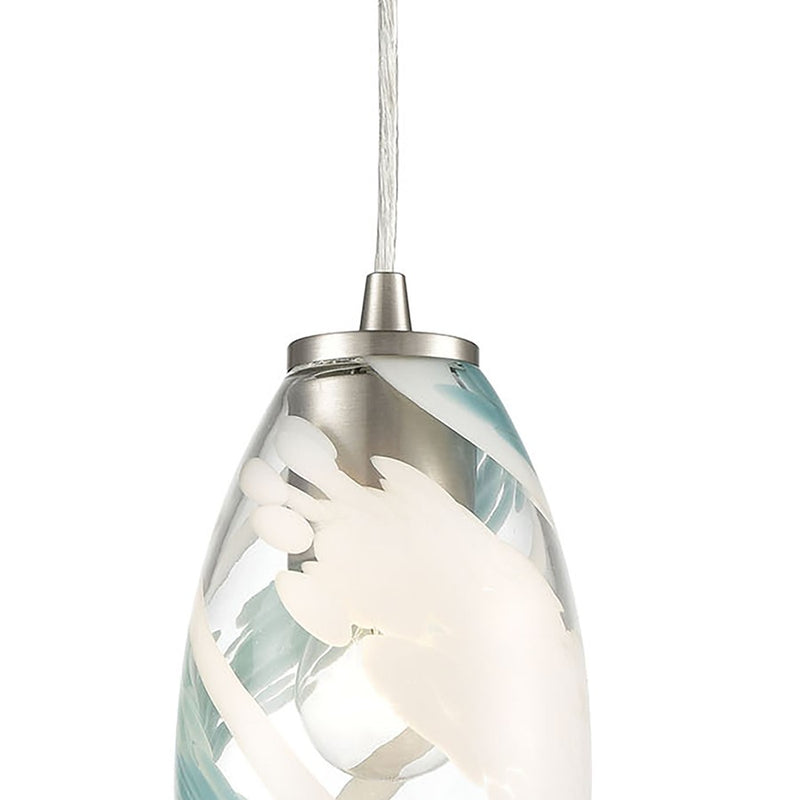 Atlas Lighting Turbulence 5in 1-Light Pendant | Modern Satin Nickel and Multicolor Glass | Kitchen Island & Dining Room | Model CL12473-NK