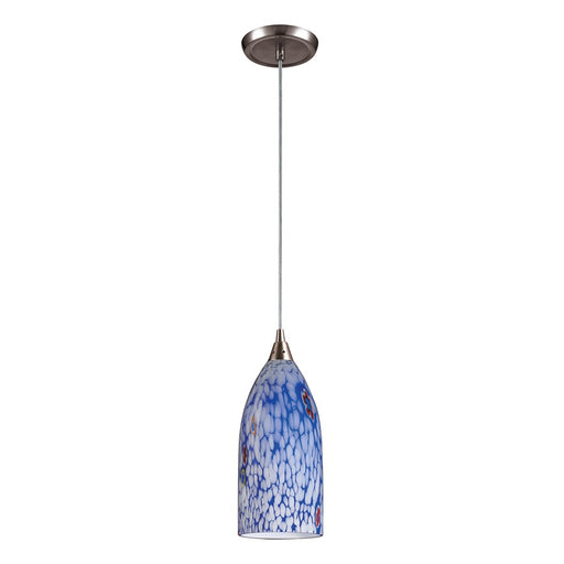 Atlas Lighting Verona 5'' Wide 1Lt Pendant, Nickel/Starburst Blue