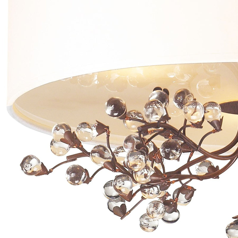 Atlas Lighting Winterberry 16in 3-Light Semi-Flush | Traditional Antique Copper and Beige Fabric | Living Room & Bedroom | Model CL12512-CO