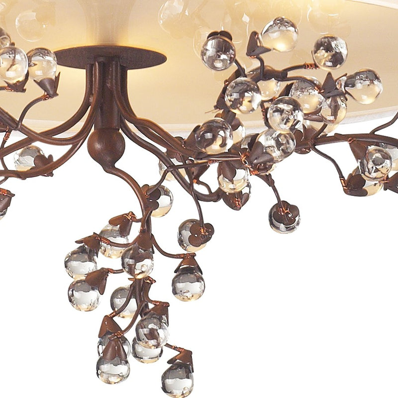 Atlas Lighting Winterberry 16in 3-Light Semi-Flush | Traditional Antique Copper and Beige Fabric | Living Room & Bedroom | Model CL12512-CO