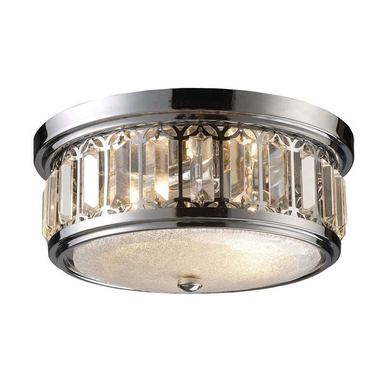 Atlas Lighting Salena 13in 2-Light Flush Mount | Transitional Polished Chrome and Clear Glass | Hallway & Bedroom | 13 x 13 x 6 in | Model CL12521-CH
