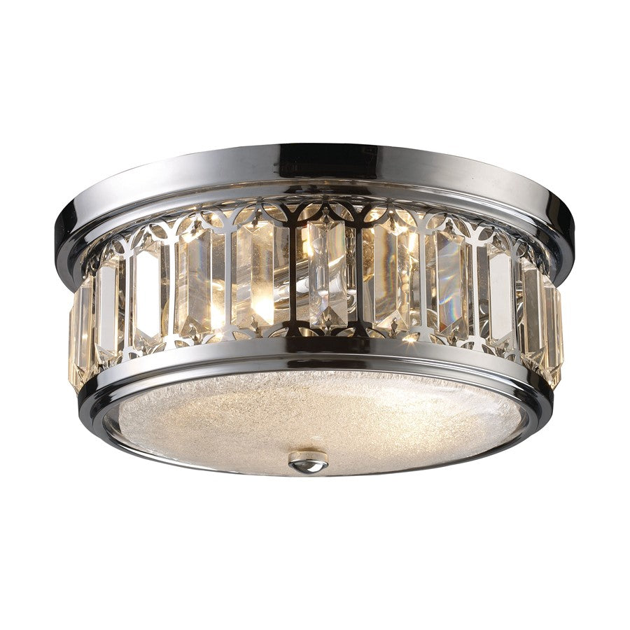 Atlas Lighting Salena 13'' Wide 2Lt Flush Mount, Chrome/Clear