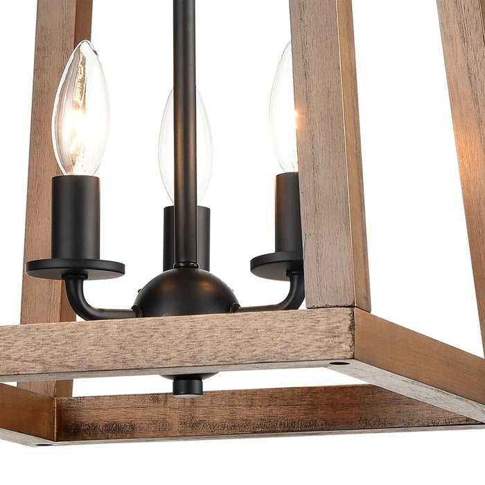 Atlas Lighting Barrow 12''W 3Lt Chandelier, Matte Black/No Shade