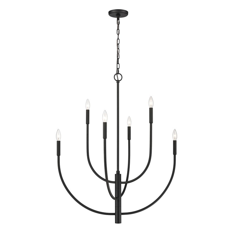 Atlas Lighting Continuance 30in 6-Light Chandelier | Modern Charcoal Metal | Dining Room & Living Room | 30 x 30 x 38 in | Model CL12524-BK