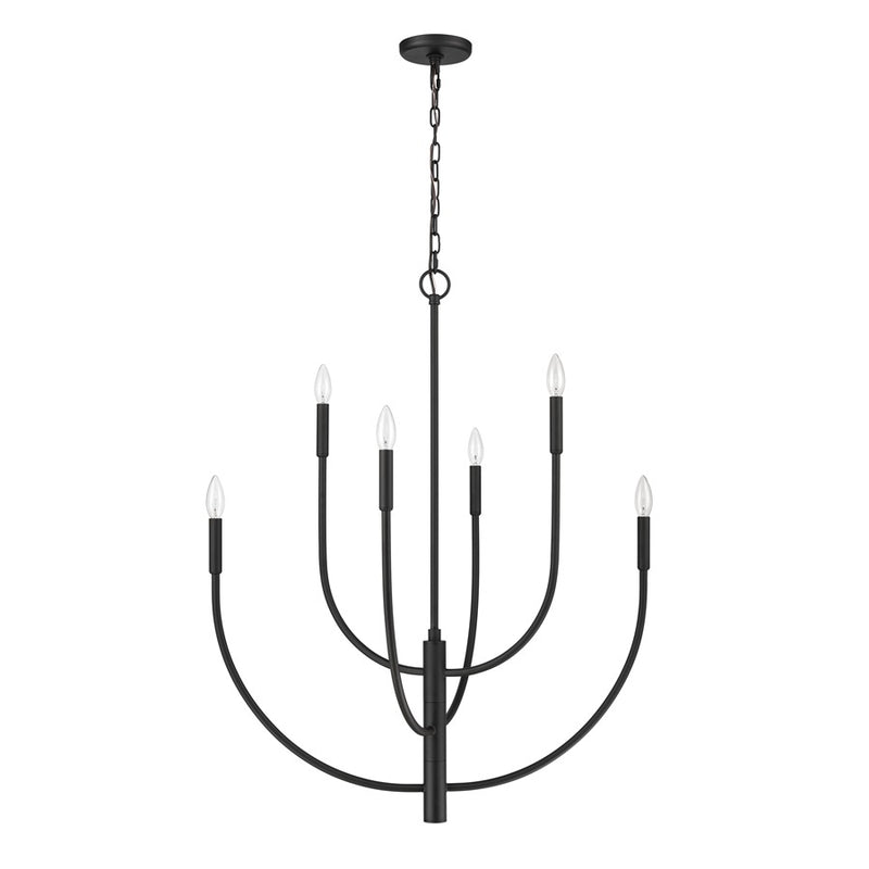 Atlas Lighting Continuance 30in 6-Light Chandelier | Modern Charcoal Metal | Dining Room & Living Room | 30 x 30 x 38 in | Model CL12524-BK
