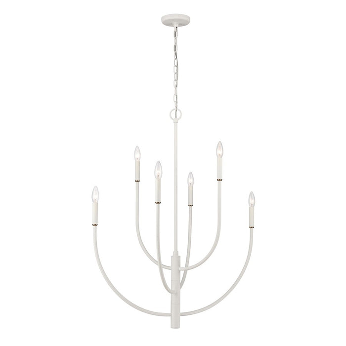 Atlas Lighting Continuance 30'' Wide 6Lt Chandelier, White Coral