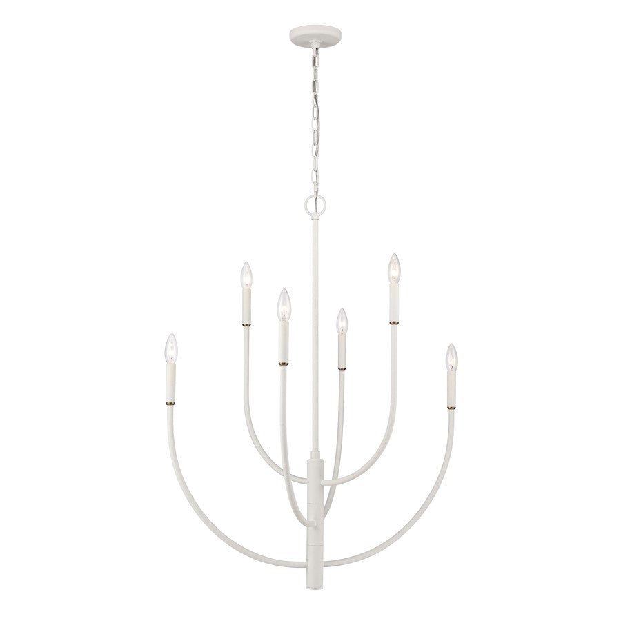 Atlas Lighting Continuance 30'' Wide 6Lt Chandelier, White Coral