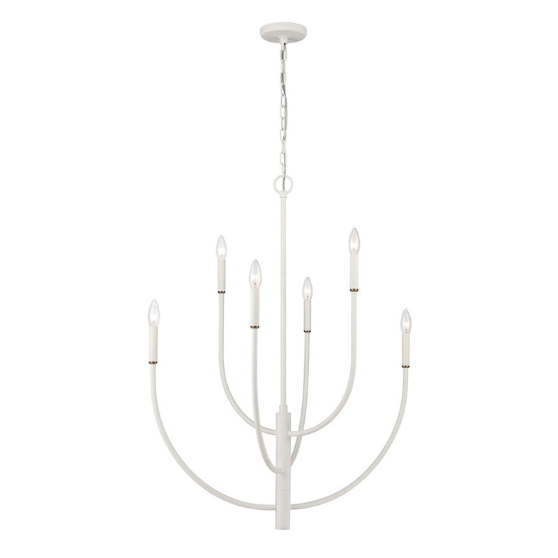 Atlas Lighting Continuance 30in 6-Light Chandelier | Modern White Coral and Satin Brass Metal | Dining Room & Living Room | Model CL12524-WH