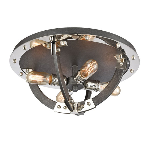 Atlas Riveted Plate 19''W 4Lt Flush, Silverdust Iron/No Shade
