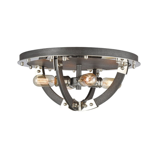 Atlas Riveted Plate 19''W 4Lt Flush, Silverdust Iron/No Shade