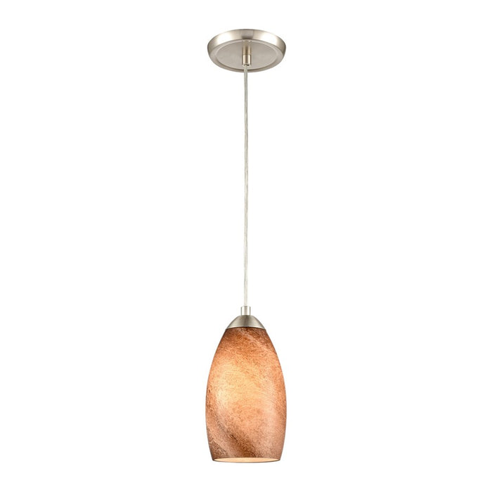 Atlas Lighting Planetario 5'' Wide 1Lt Mini Pendant, Nickel/Brown