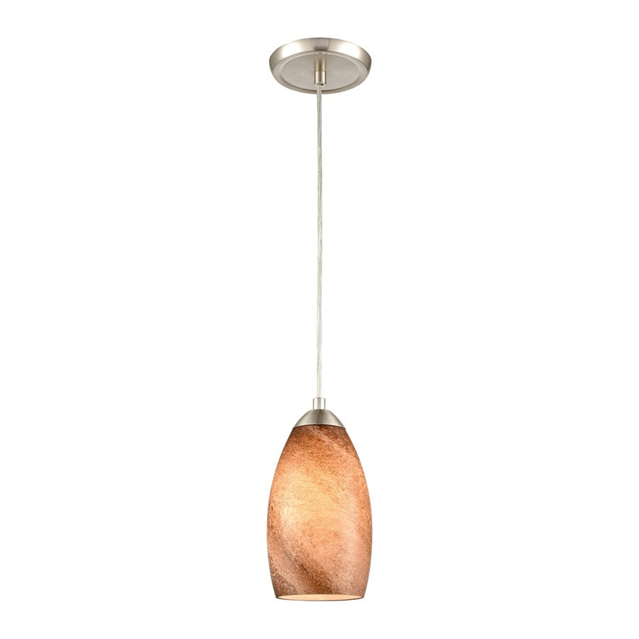 Atlas Lighting Planetario 5'' Wide 1Lt Mini Pendant, Nickel/Brown