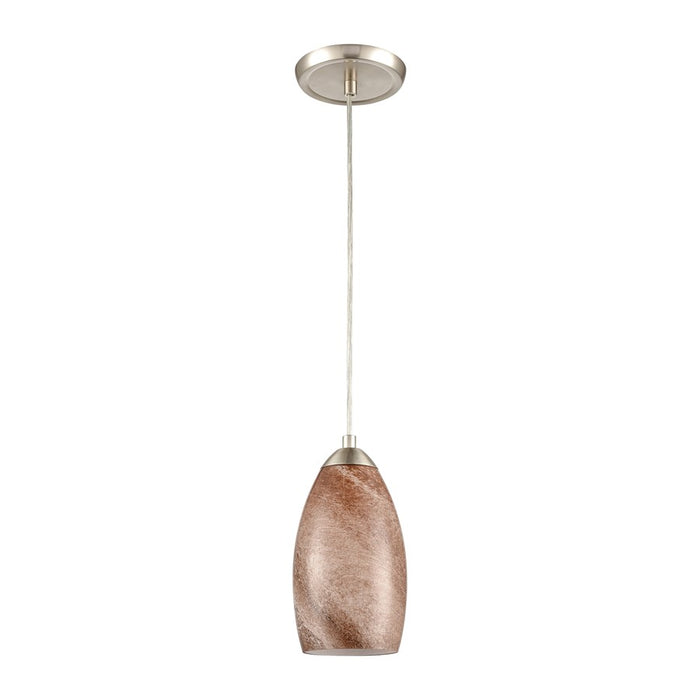Atlas Lighting Planetario 5'' Wide 1Lt Mini Pendant, Nickel/Brown