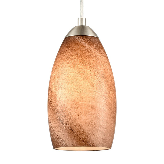Atlas Lighting Planetario 5'' Wide 1Lt Mini Pendant, Nickel/Brown