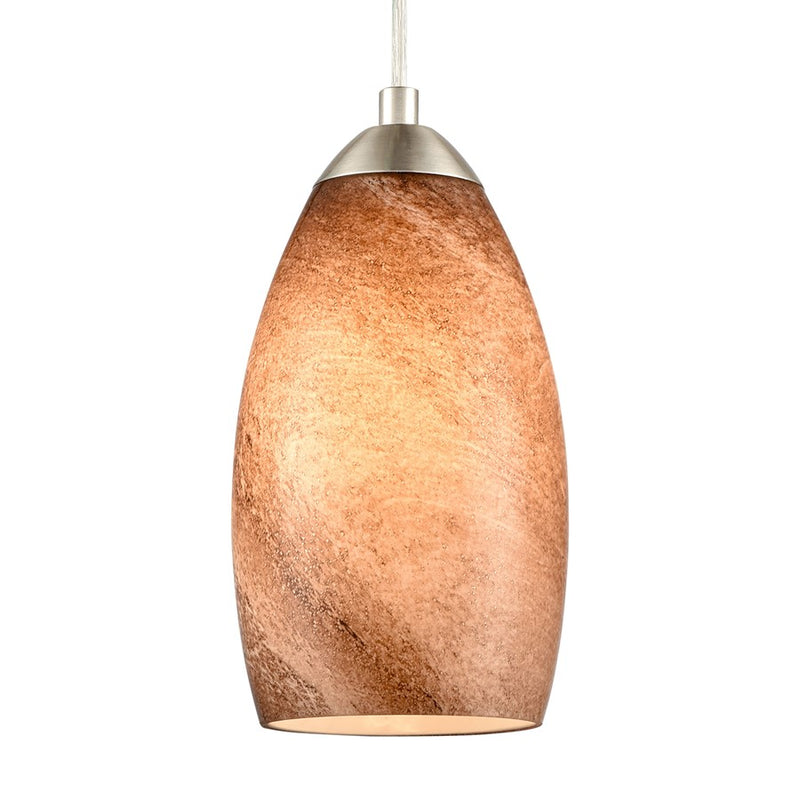 Atlas Lighting Planetario 5in 1-Light Mini Pendant | Modern Satin Nickel and Light Brown Glass | Kitchen Island & Dining Room | Model CL12526-BN