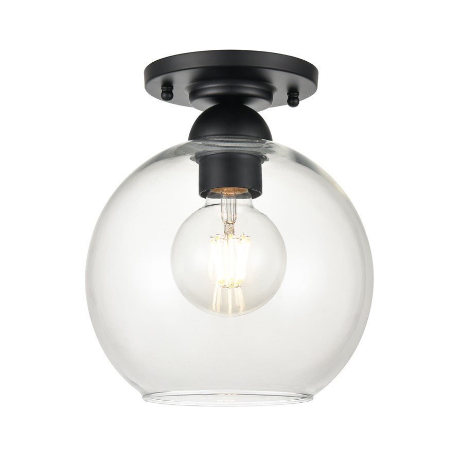 Atlas Lighting Soren 7.75'' Wide 1Lt Semi Flush Mount, Black/Clear