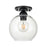 Atlas Lighting Soren 7.75'' Wide 1Lt Semi Flush Mount, Black/Clear