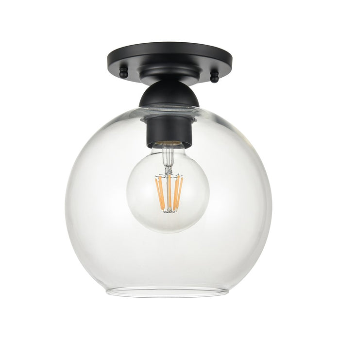 Atlas Lighting Soren 7.75'' Wide 1Lt Semi Flush Mount, Black/Clear