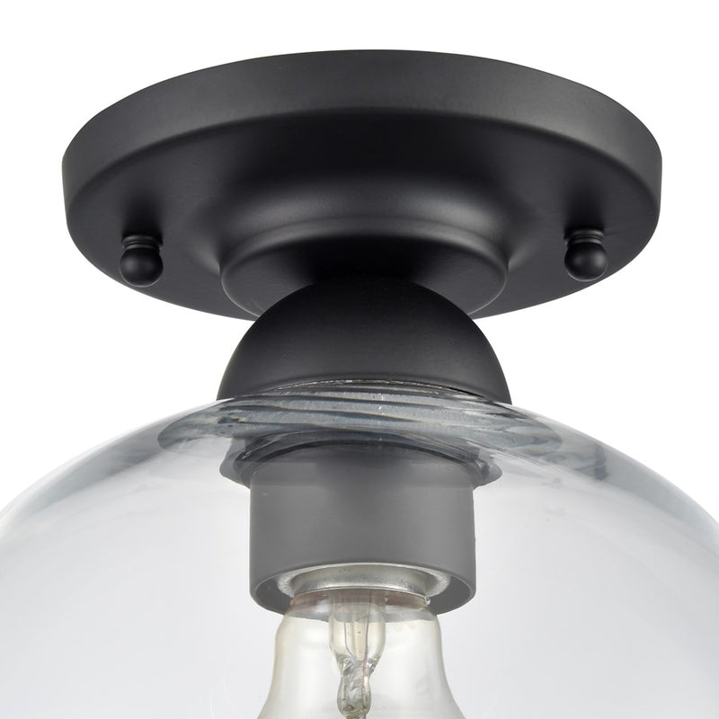 Atlas Lighting Soren 7.75'' Wide 1Lt Semi Flush Mount, Black/Clear