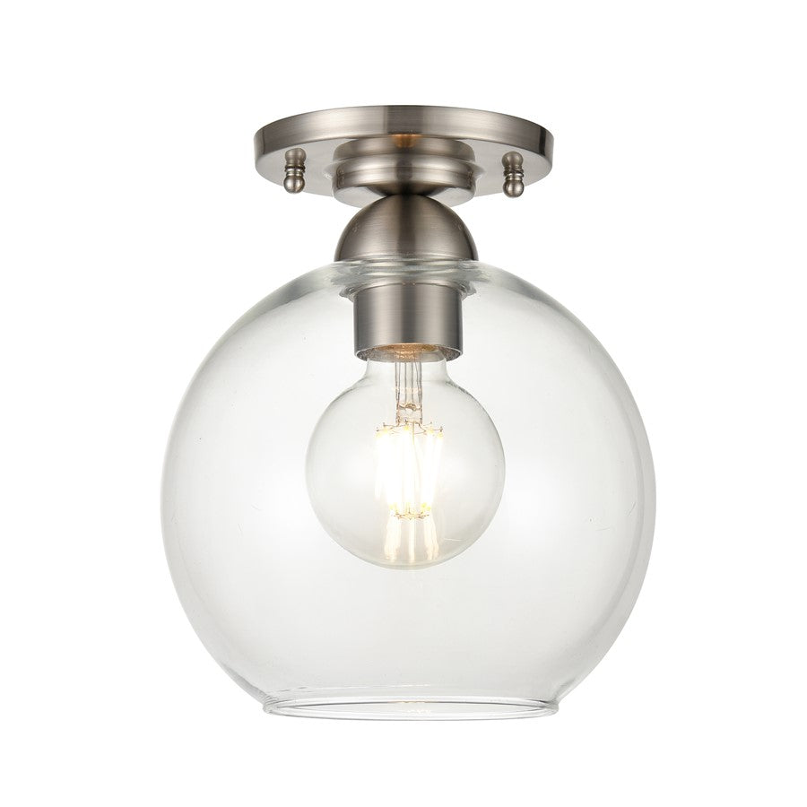 Atlas Lighting Soren 7.75'' Wide 1Lt Semi Flush Mount, Nickel/Clear