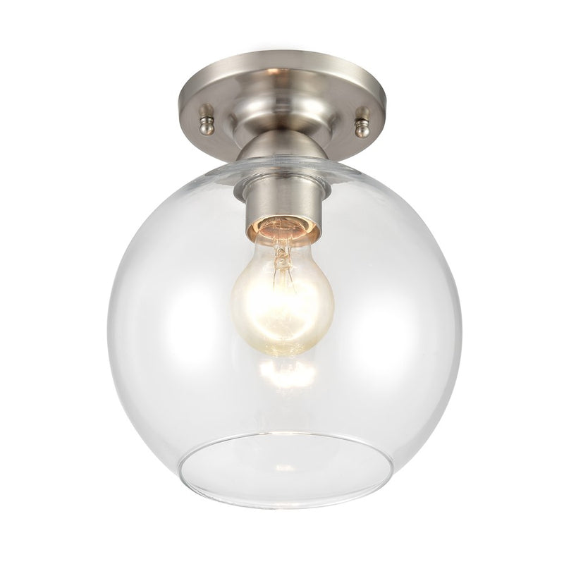 Atlas Lighting Soren 7.75'' Wide 1Lt Semi Flush Mount, Nickel/Clear