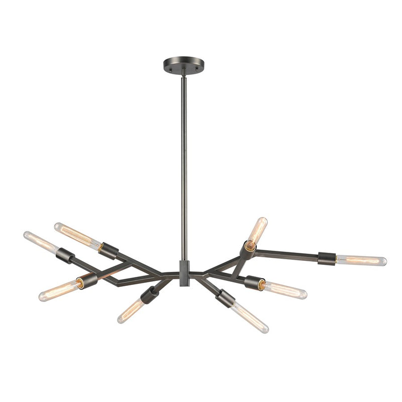 Atlas Lighting Free Form 38in 8-Light Chandelier | Modern Contemporary Graphite Metal | Dining Room & Living Room | 38 x 15 x 8 in | Model CL12532-BK