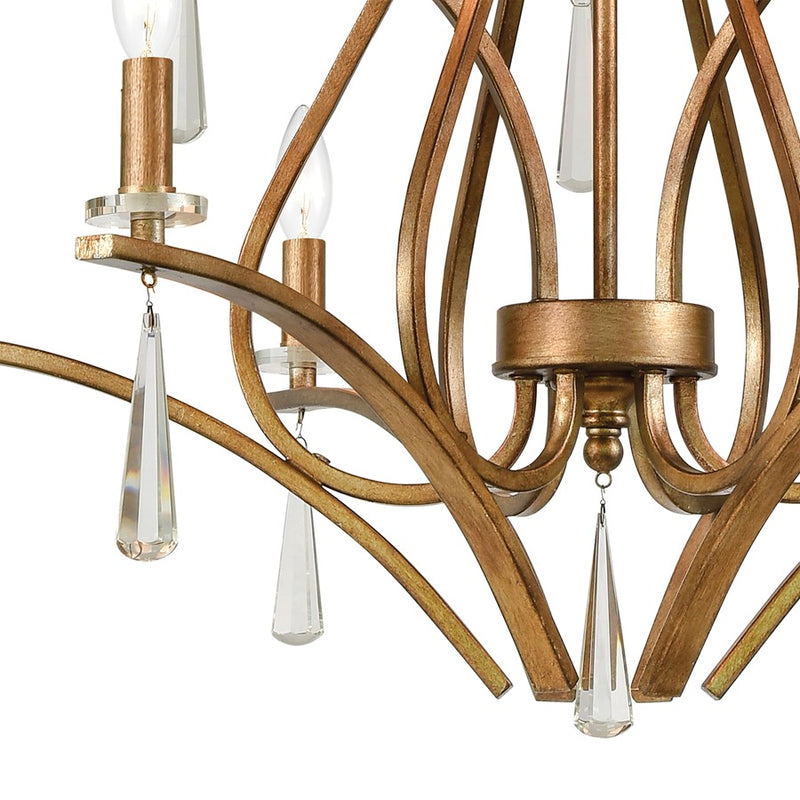 Atlas Lighting Katania 30in 9-Light Chandelier | Transitional Antique Gold Metal and Clear Crystal | Dining Room & Foyer | Model CL12533-GD