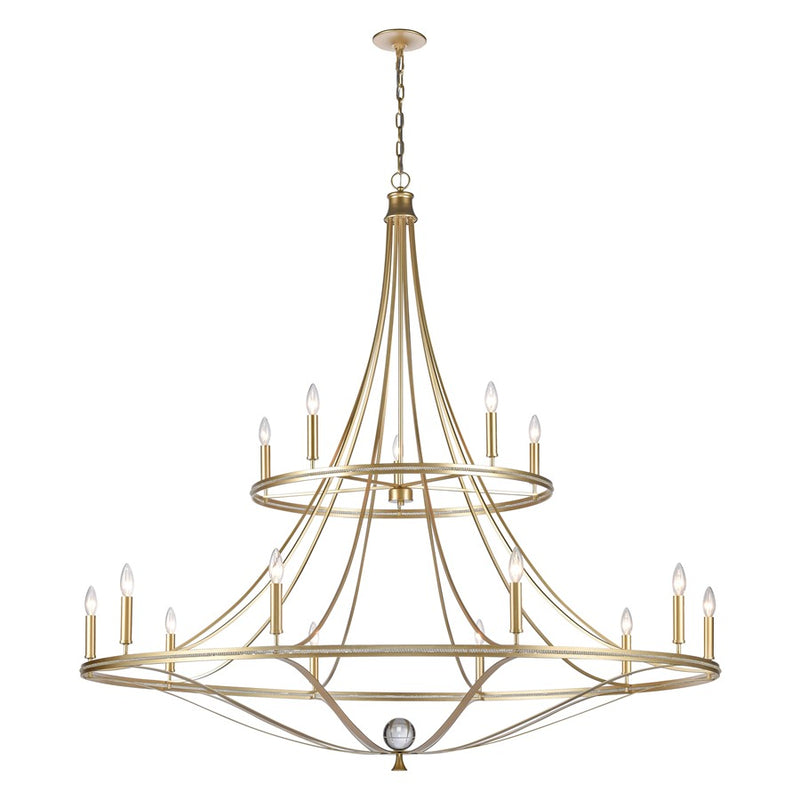 Atlas Lighting Noura 60in 15-Light Chandelier | Traditional Champagne Gold Metal | Dining Room & Foyer | 60 x 60 x 59 in | Model CL12534-GD