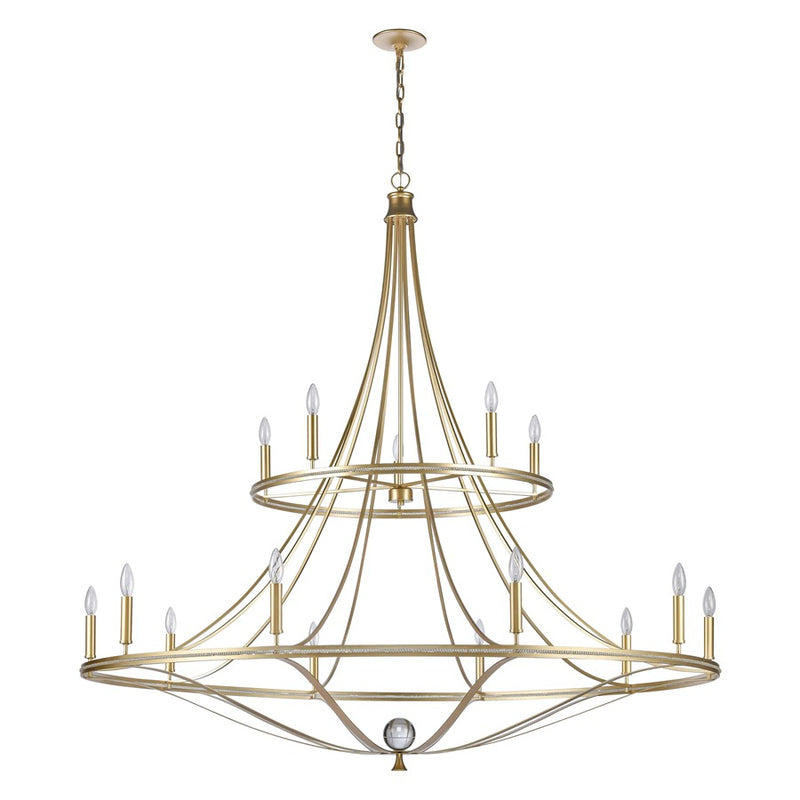 Atlas Lighting Noura 60in 15-Light Chandelier | Traditional Champagne Gold Metal | Dining Room & Foyer | 60 x 60 x 59 in | Model CL12534-GD