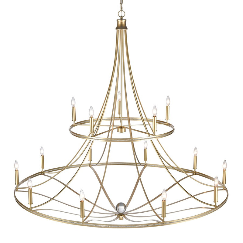 Atlas Lighting Noura 60in 15-Light Chandelier | Traditional Champagne Gold Metal | Dining Room & Foyer | 60 x 60 x 59 in | Model CL12534-GD