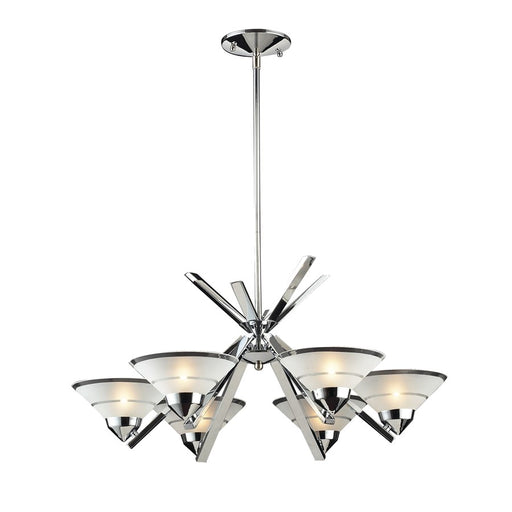 Atlas Lighting Refraction 26in 6-Light Chandelier | Modern Polished Chrome and White Glass | Dining Room & Kitchen Island | Model CL12535-CH