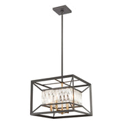 Atlas Lighting Starlight 15in 4-Light Chandelier | Modern Charcoal and Satin Brass Metal | Dining Room & Bedroom | 15 x 15 x 11 in | Model CL12538-BK