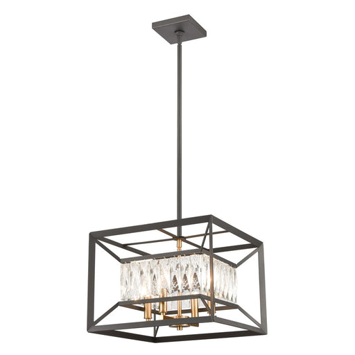 Atlas Lighting Starlight 15in 4-Light Chandelier | Modern Charcoal and Satin Brass Metal | Dining Room & Bedroom | 15 x 15 x 11 in | Model CL12538-BK