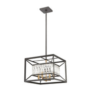 Atlas Lighting Starlight 15in 4-Light Chandelier | Modern Charcoal and Satin Brass Metal | Dining Room & Bedroom | 15 x 15 x 11 in | Model CL12538-BK