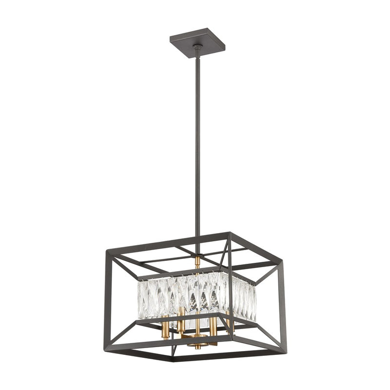 Atlas Lighting Starlight 15in 4-Light Chandelier | Modern Charcoal and Satin Brass Metal | Dining Room & Bedroom | 15 x 15 x 11 in | Model CL12538-BK