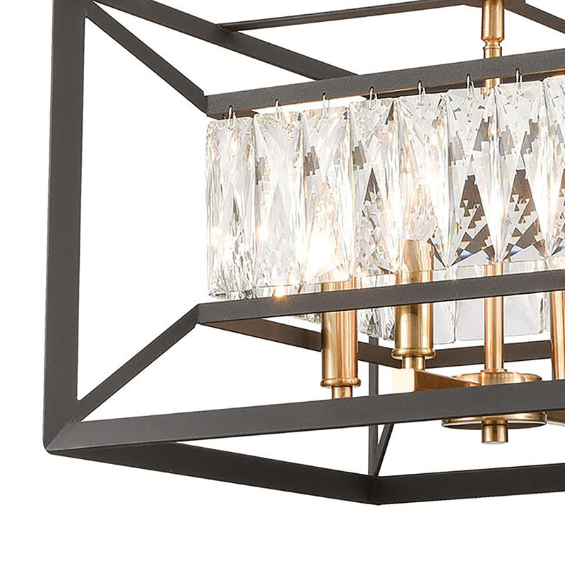 Atlas Lighting Starlight 15in 4-Light Chandelier | Modern Charcoal and Satin Brass Metal | Dining Room & Bedroom | 15 x 15 x 11 in | Model CL12538-BK