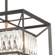 Atlas Lighting Starlight 15in 4-Light Chandelier | Modern Charcoal and Satin Brass Metal | Dining Room & Bedroom | 15 x 15 x 11 in | Model CL12538-BK