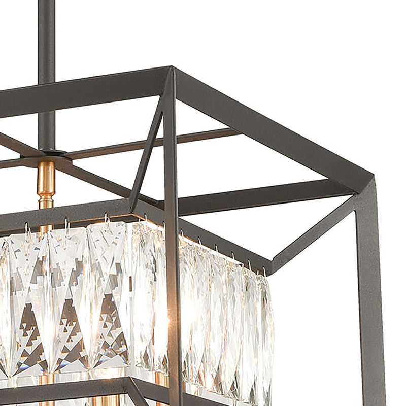 Atlas Lighting Starlight 15in 4-Light Chandelier | Modern Charcoal and Satin Brass Metal | Dining Room & Bedroom | 15 x 15 x 11 in | Model CL12538-BK