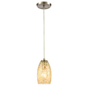 Atlas Lighting Golden Pasture 5in 1-Light Mini Pendant | Gold and Amber Glass | Kitchen Island & Dining Room | 5 x 5 x 9 in | Model CL12539-GD