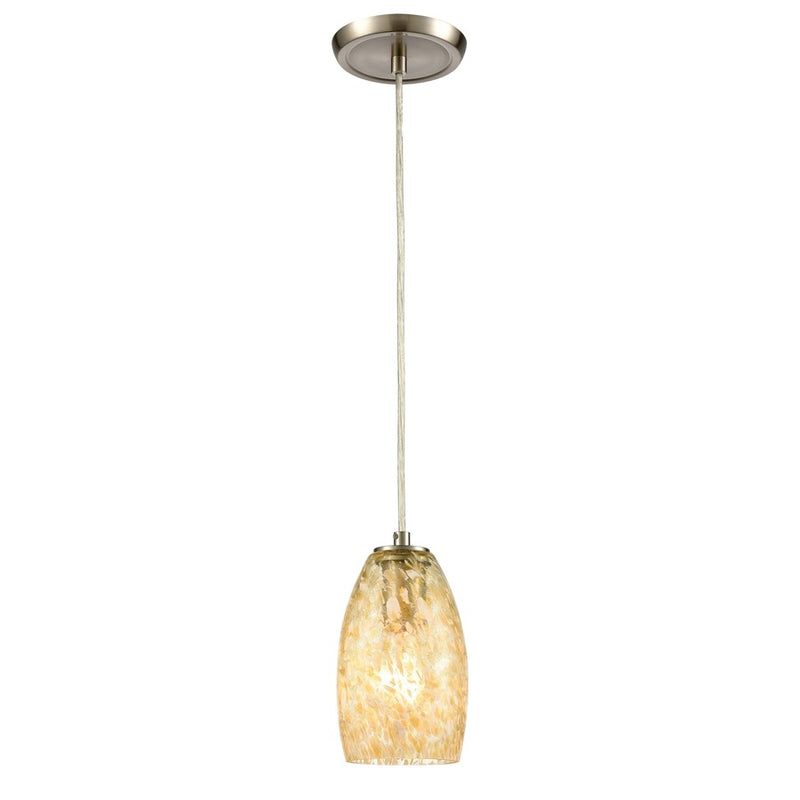 Atlas Lighting Golden Pasture 5in 1-Light Mini Pendant | Gold and Amber Glass | Kitchen Island & Dining Room | 5 x 5 x 9 in | Model CL12539-GD