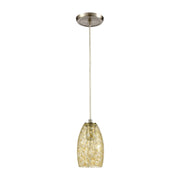 Atlas Lighting Golden Pasture 5in 1-Light Mini Pendant | Gold and Amber Glass | Kitchen Island & Dining Room | 5 x 5 x 9 in | Model CL12539-GD