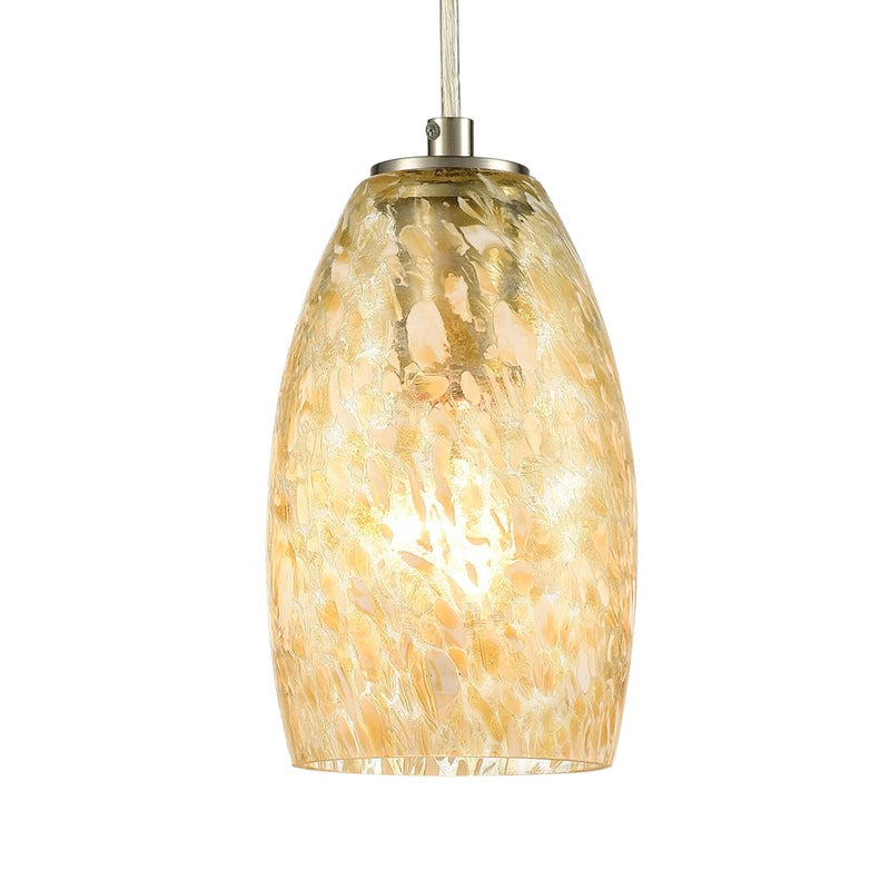 Atlas Lighting Golden Pasture 5in 1-Light Mini Pendant | Gold and Amber Glass | Kitchen Island & Dining Room | 5 x 5 x 9 in | Model CL12539-GD