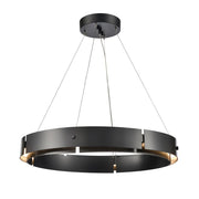 Atlas Lighting Fogelberg 26in 1-Light LED Pendant | Matte Black and Black Metal | Kitchen Island & Dining Room | 26 x 26 x 3 in | Model CL12540-BK