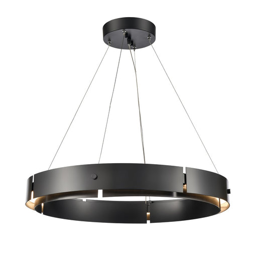 Atlas Lighting Fogelberg 26in 1-Light LED Pendant | Matte Black and Black Metal | Kitchen Island & Dining Room | 26 x 26 x 3 in | Model CL12540-BK
