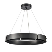 Atlas Lighting Fogelberg 26in 1-Light LED Pendant | Matte Black and Black Metal | Kitchen Island & Dining Room | 26 x 26 x 3 in | Model CL12540-BK