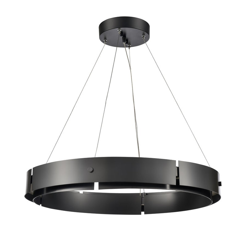 Atlas Lighting Fogelberg 26in 1-Light LED Pendant | Matte Black and Black Metal | Kitchen Island & Dining Room | 26 x 26 x 3 in | Model CL12540-BK